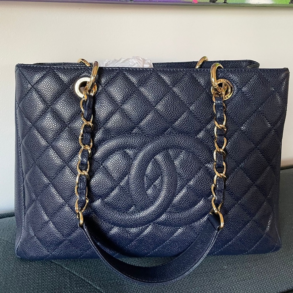 Chanel Grand Chain Blue Shopping Tote